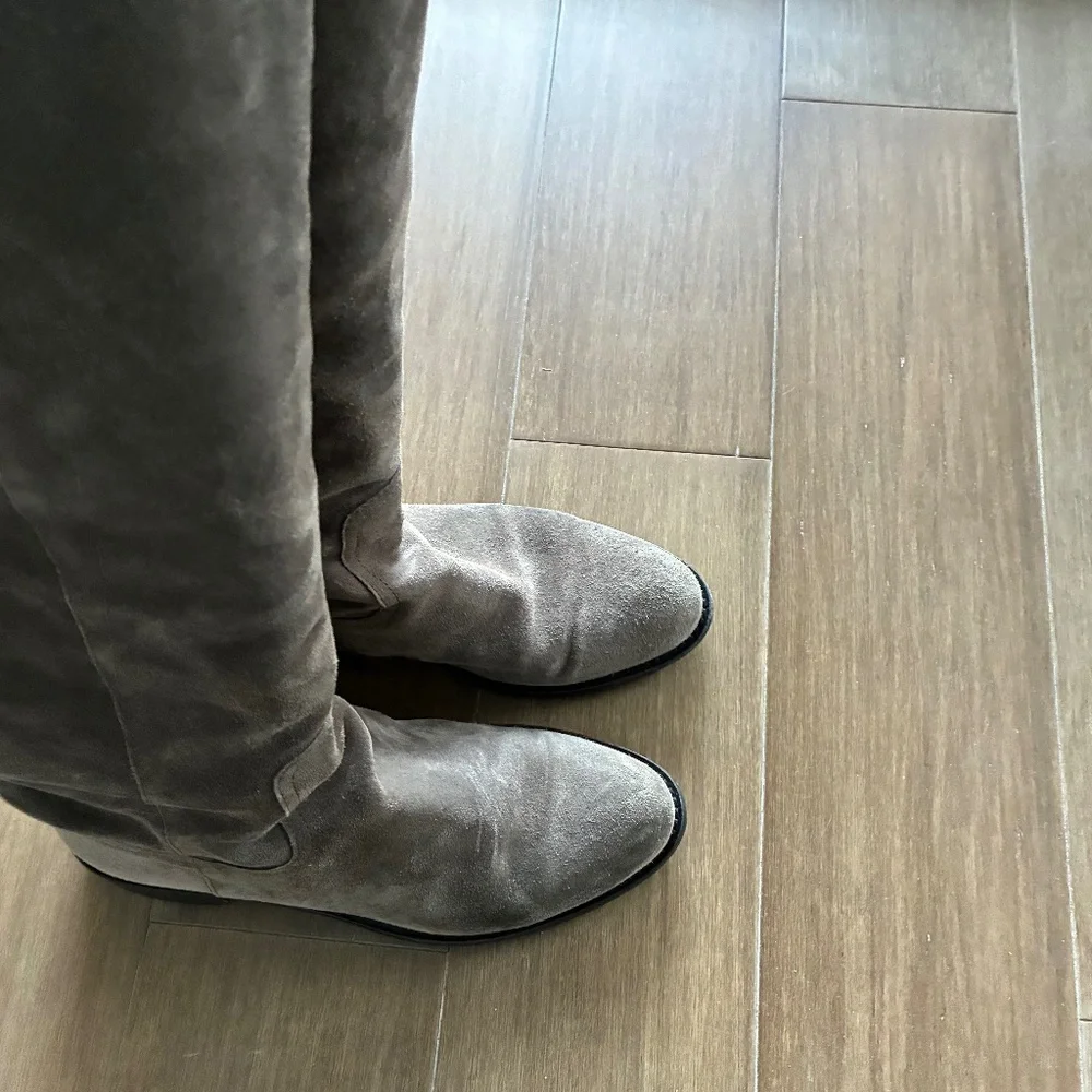 EUC Garnet Hill gray suede tall boots 7 1/2